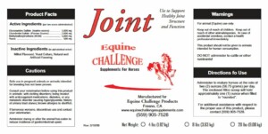 Joint Horse Supplement Label