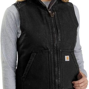 Carhartt Women's Relaxed Fit Washed Duck Sherpa-Lined Mock-Neck Vest
