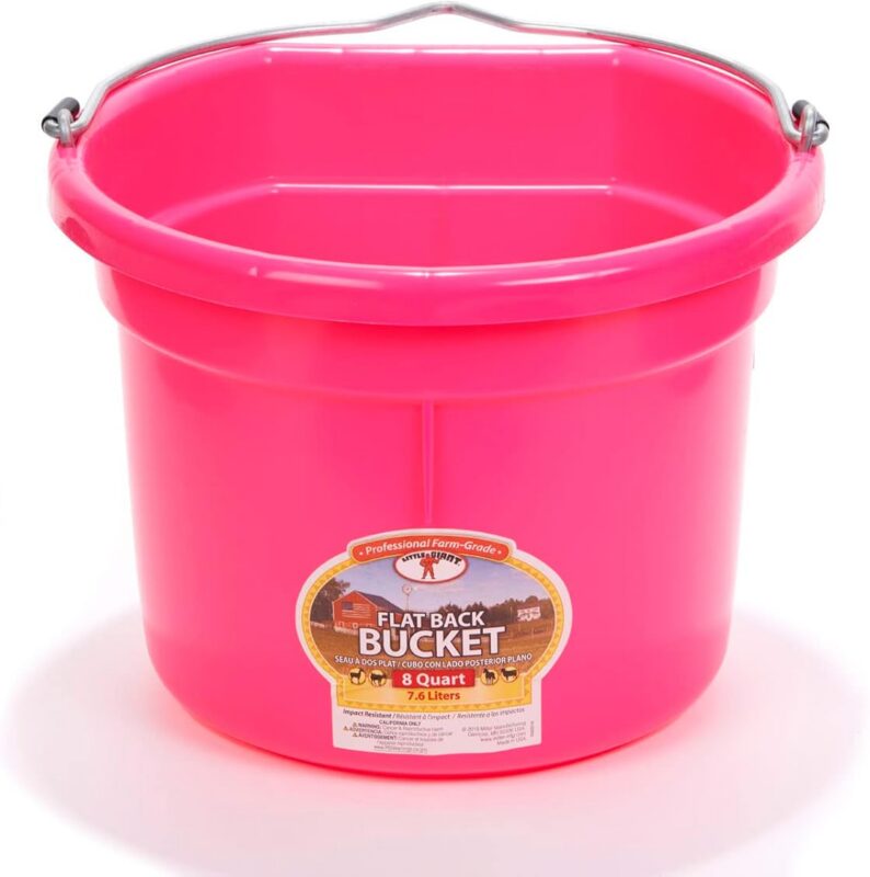 Animal Bucket Little Giant® Flat Back Plastic Animal Feed Bucket | Horse Stall Bucket ...