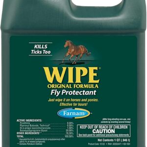 Farnam Wipe Original Formula Fly and Tick Protectant for Horses, Ready-to-Use Formula, 32 Fluid Ounces, One Quart Container