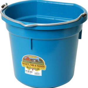 Little Giant Plastic Animal Feed Bucket (Teal) Flat Back Plastic Feed Bucket with Metal Handle (20 Quarts / 5 Gallons) (Item No. P20FBTEAL6)