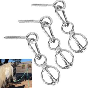 Dayimado Horse Tie Ring, Stainless Steel Tie Ring for Horses, Sturdy and Safe Horse Tack Supplies for Indoor and Outdoor Reducing Horse Injured When Pull Back 3 Pack