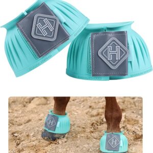 Harrison Howard Rubber Pull-on Bell Boots with Fleece Lining and Touch-Close Tapes Hoof Overreach Protection for Horses