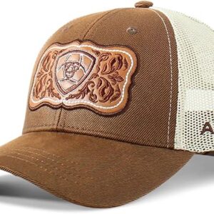 ARIAT Women's Trucker Cap with Leather Floral Patch and Snapback Closure